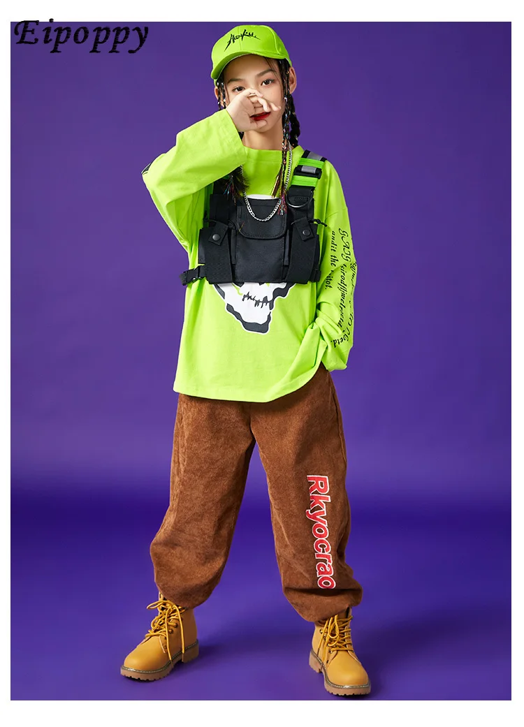 بدلة أطفال بأكمام طويلة ، ملابس أداء ، ملابس عصرية للفتيان والفتيات ، وظيفة الهيب هوب