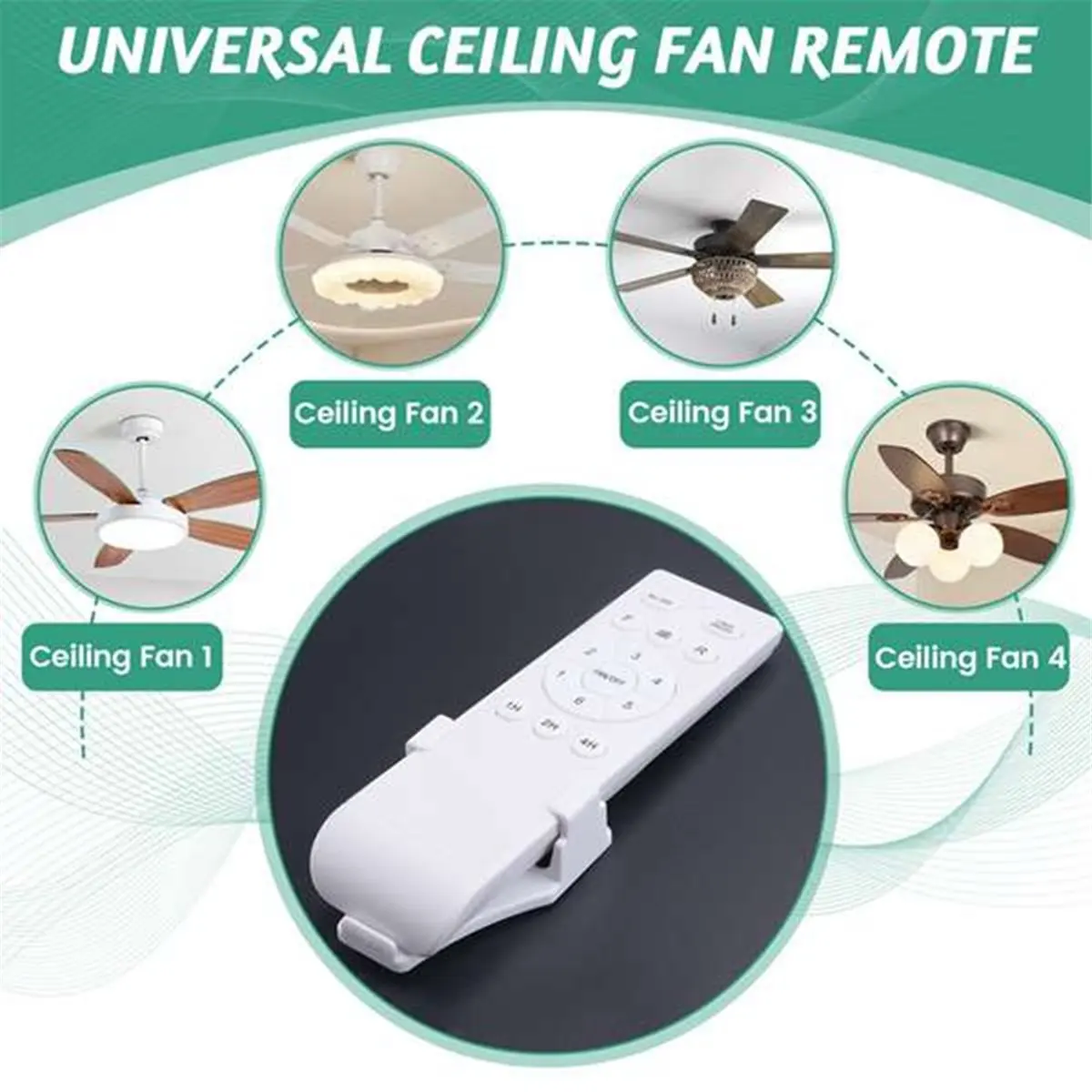 DT81 Universal Ceiling Fan Remote Control Kit 40W 6-Speed Timing Function Replacement Remote for DC Ceiling Fans & Lights