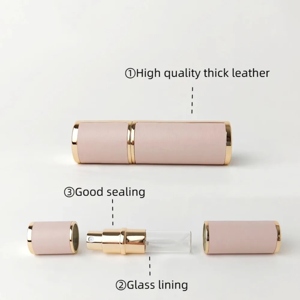 6ml Refillable Perfume Atomizer High-end Leather Liner Glass Liquid Container Mini Rotary Press Type Empty Spray Bottle Travel