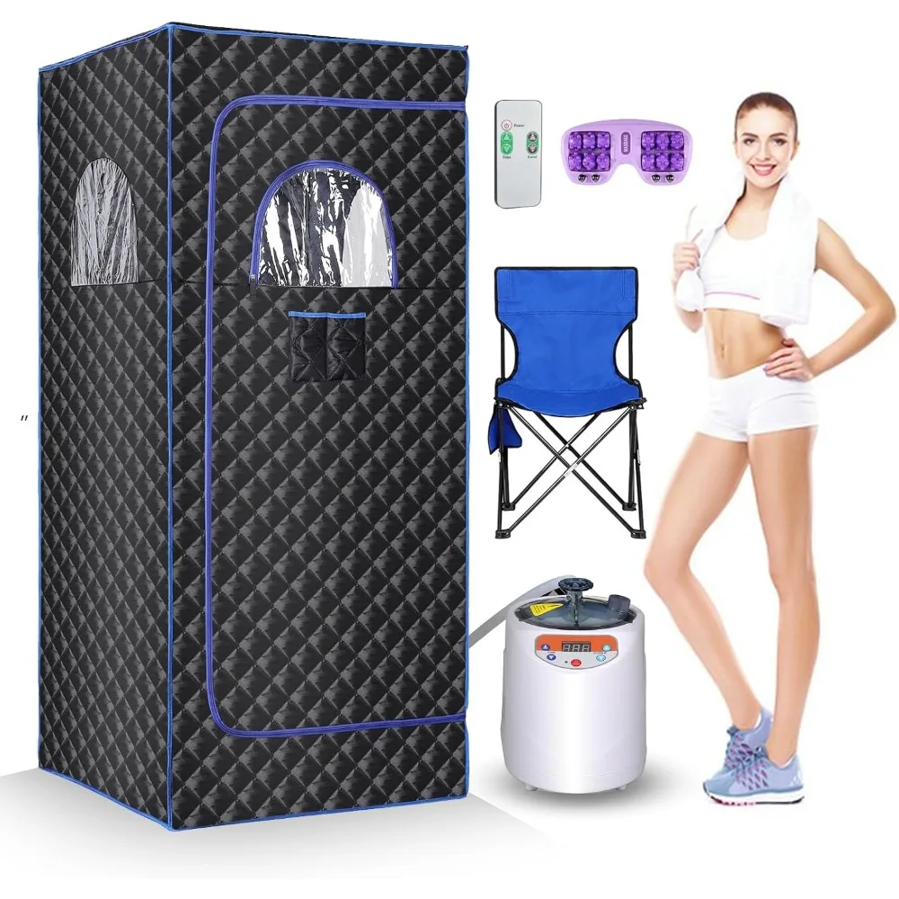 

Portable Sauna Room, Large Space Family Sauna Tent with 3L 1100W Steam Engine and Chair, Foot Massager, Remote Control (black)