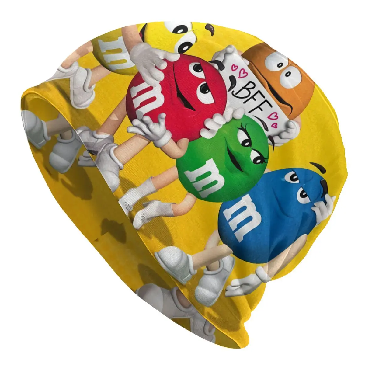 

Зимняя теплая шапка на заказ, вязаные шапки, уличная шапка M & M с изображением конфетных персонажей, лыжная шапка, забавные шапки карамельных цветов, шапки для мужчин и женщин