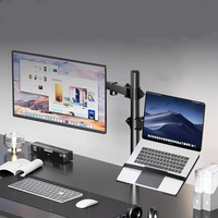 Dual Monitor Stand, Holds Screen up to 27inch, Universal Freestanding Monitor Stand Adjustable Height, Tilt, Swivel, Rotation