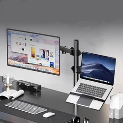 Dual Monitor Stand, Holds Screen up to 27inch, Universal Freestanding Monitor Stand Adjustable Height, Tilt, Swivel, Rotation