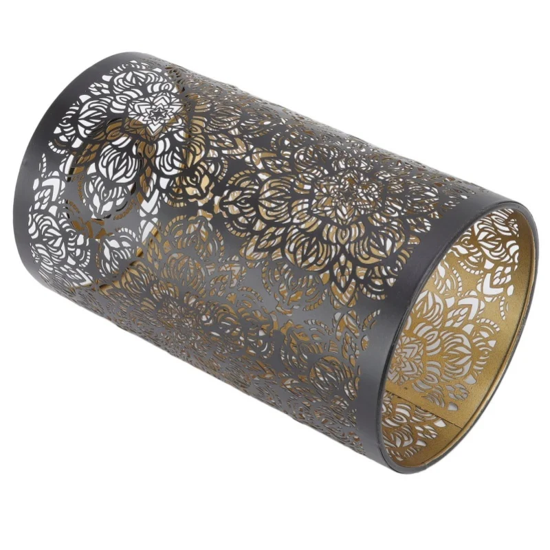 غطاء مصباح نحت مجوف معدني أسطواني نمط دائري E27 E26 انفصال منضدة الزخرفية الجدول غطاء مصباح