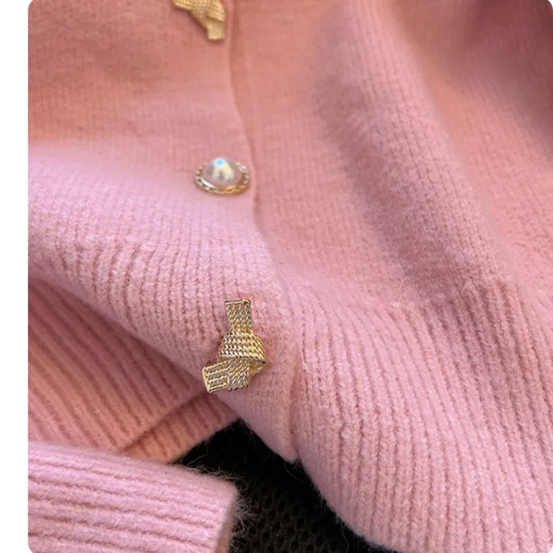 2024 Women Cardigans Sweater Low Crewneck Spring Autumn Knitted Cashmere Cardigans Solid Single Breasted Chic lady Sweaters Y2K