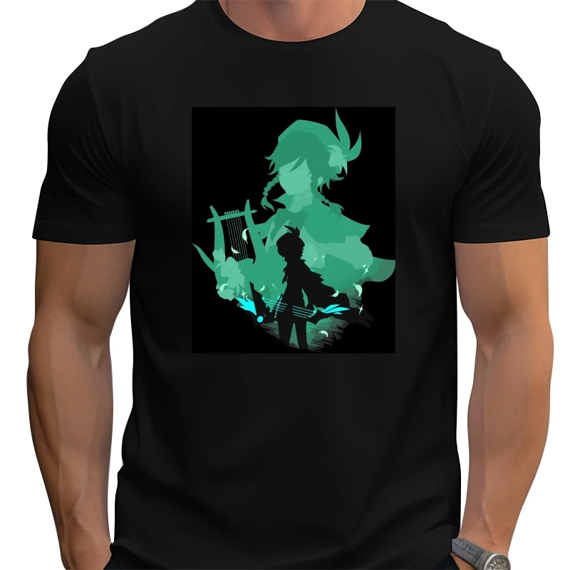 

Genshin Impact Venti Pargoy Art T Shirt Coupons Leisure Premium Cotton Men's Tops T Shirt Graphic