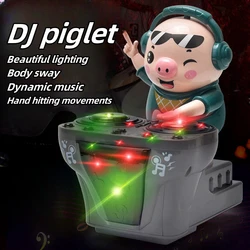 DJ Tidy Pig Playing Disc, Dynamic Music Party, Colorful Lights, Singing, Dancing, Electric Toys