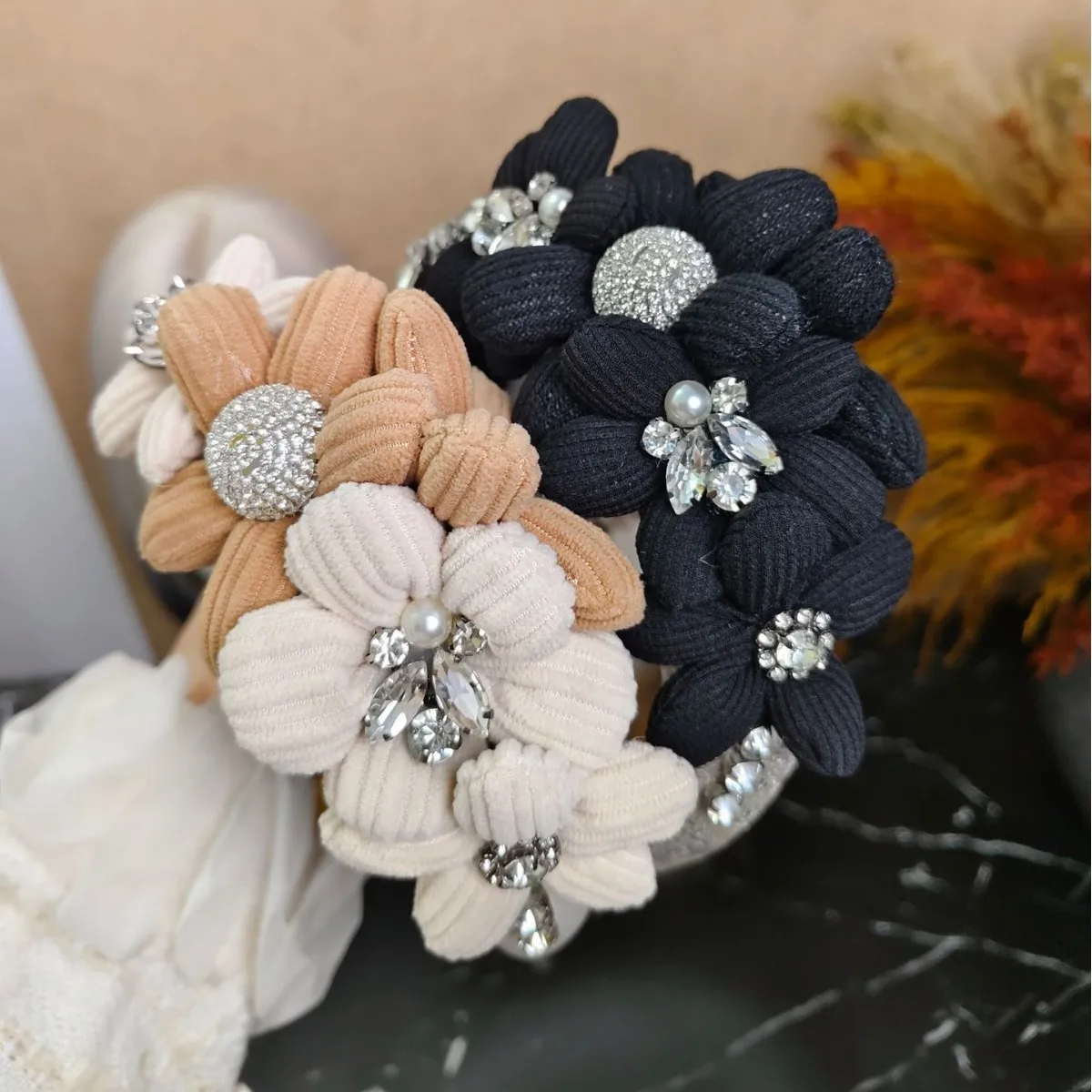 

New European and American Hot-Selling Retro Crystal Flower Headband High-End Feel Party Hair Accessory