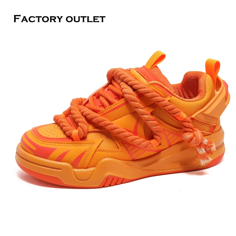 Sneakers Men's Sports Shoes Orange Chunky Sneakers Woman Casual Tennis Shoes Plus Size 41 42 Retro Boarding Shoes Female