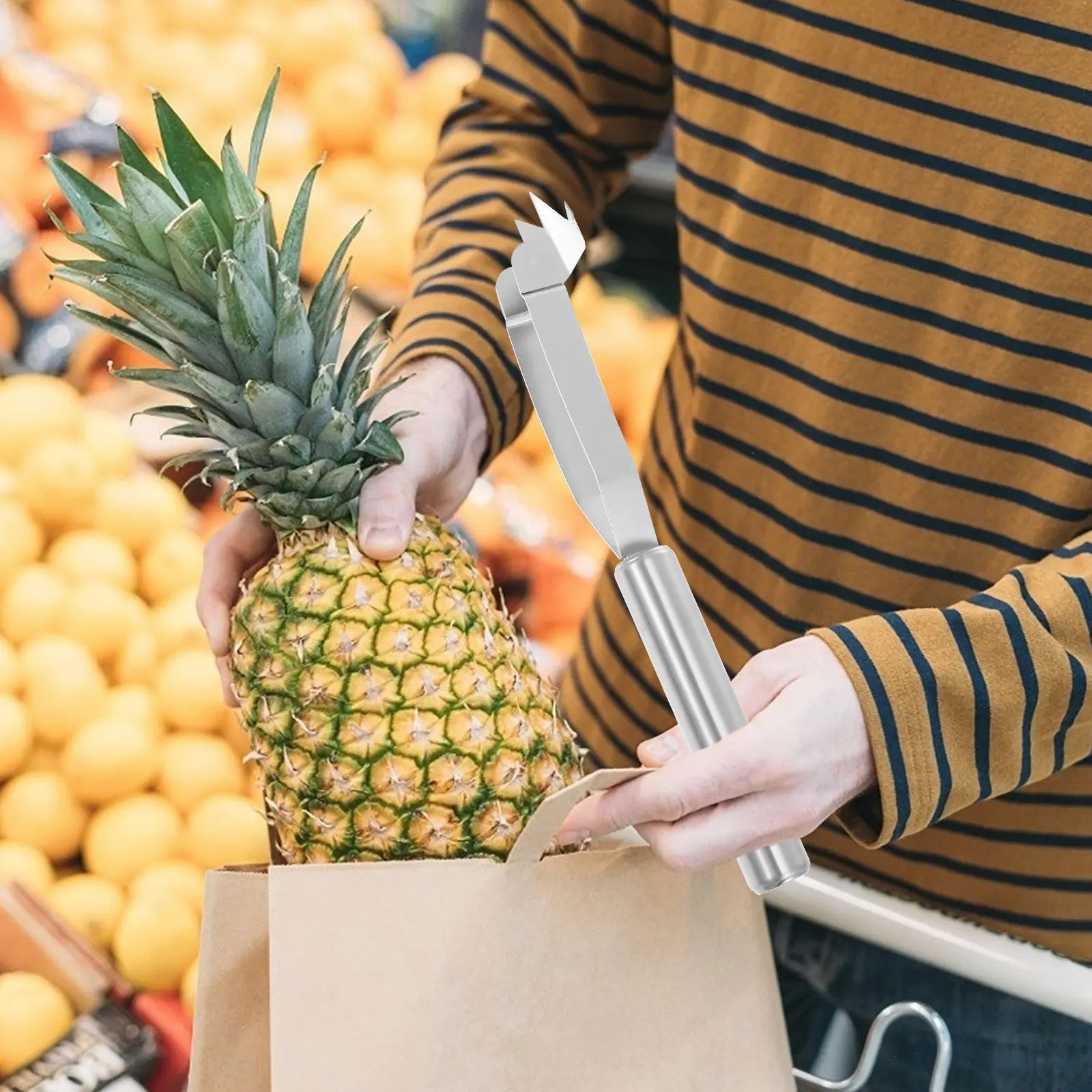 

2Pcs Pineapple Peeler Stainless Steel Multi-Functional Eye Remover Practical Kitchen Gadget Fruit Cutter Rustproof