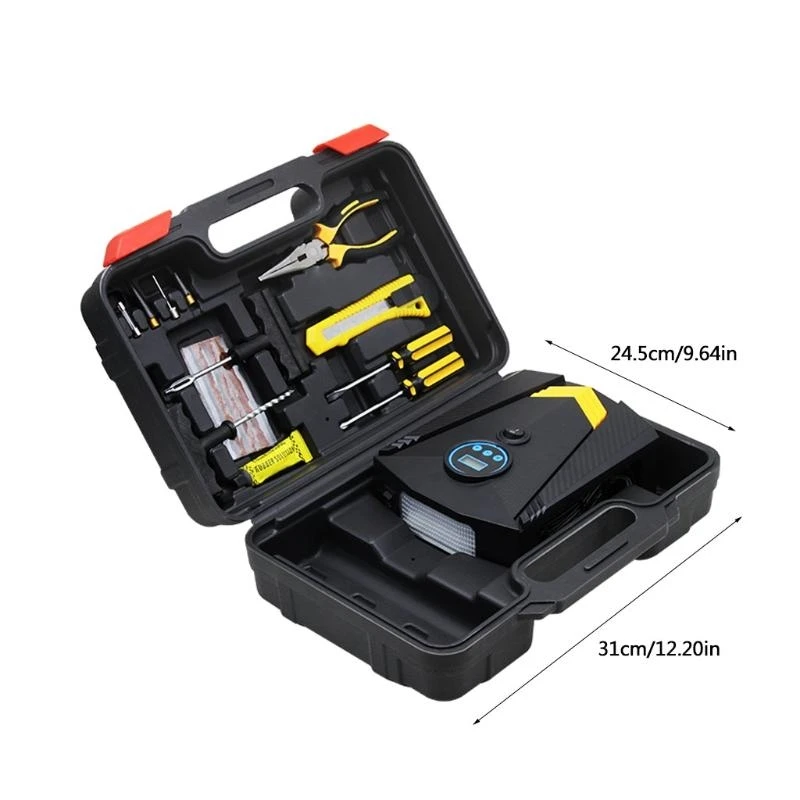 مضخة هواء محمولة بشاشة ديجيتال، مضخة هواء مثبتة على السيارة، استخدام الطوارئ في الهواء الطلق، مضخة هواء أوتوماتيكية، منفاخ إطارات منزلي للسيارة