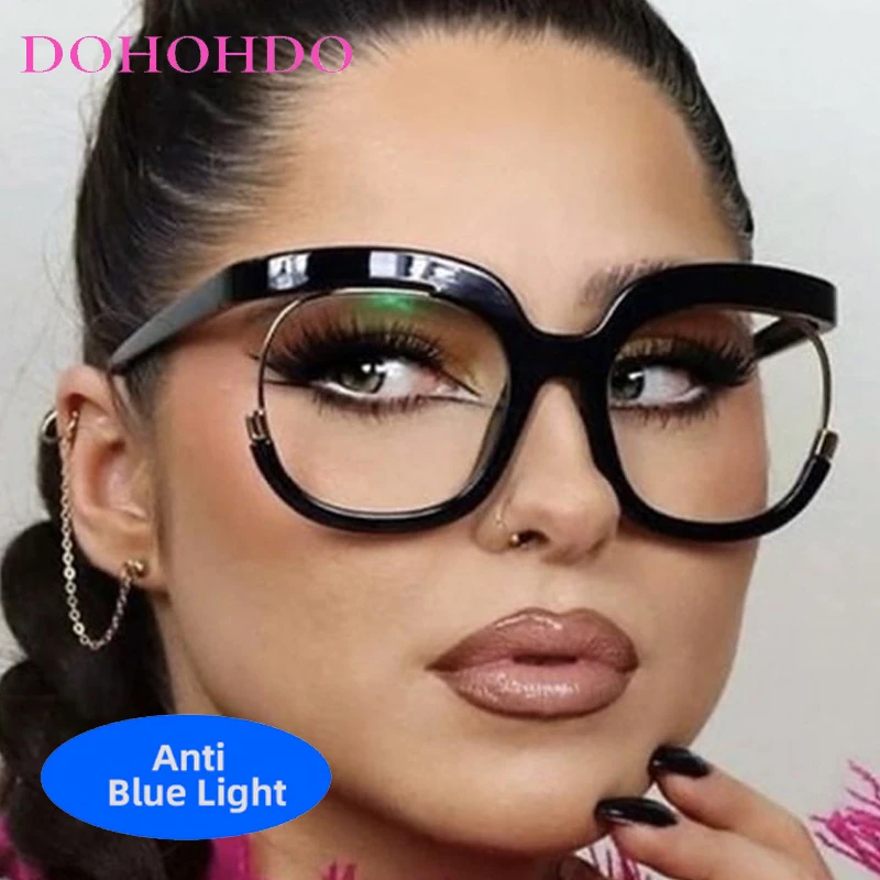 

Luxury Popular Oversized Round Frame Optical Eyewear For Women Men Designer Brand Computer Play Games Anti-Blue Light Glasses