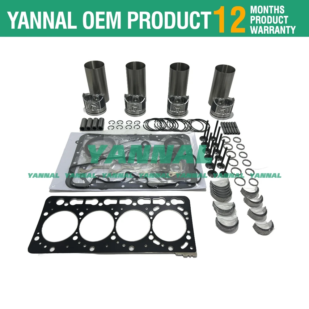 New V3600 V3600T V3600DI-T Overhaul Rebuild Kit For Kubota With Valves Head gasket