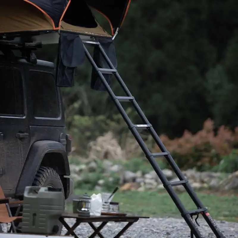 Space Saving Weight Four-Season Waterproof Rip-Stop Roof Top Tent Outdoor Camping SUV Car Double Layers Mattrs Ladder