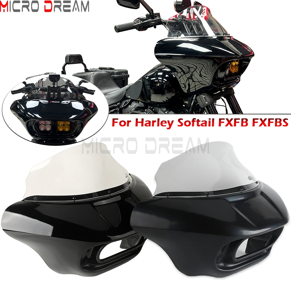 

Для Harley M8 Softail 114 FXFBS 2018-2025 Fat Bob FXFB 2018-19 Клубный стиль, обтекатель передней фары в виде акулы, комплект капотов с двойной фарой