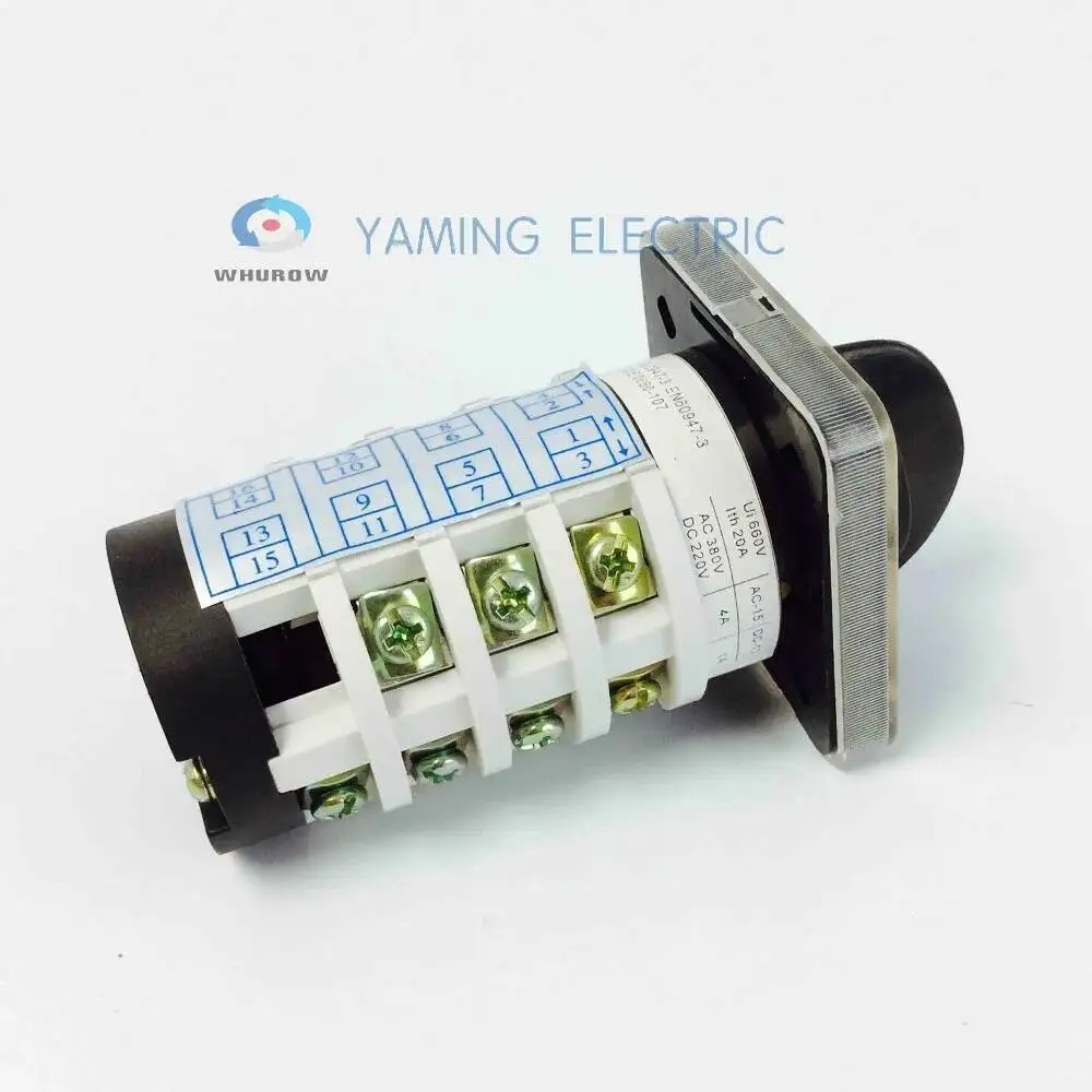 7 positie draaischakelaar 4 Fasen 20A handleiding motor machine schakelaar hoogspanning elektrische cam omschakelaar YMZ12-20/4