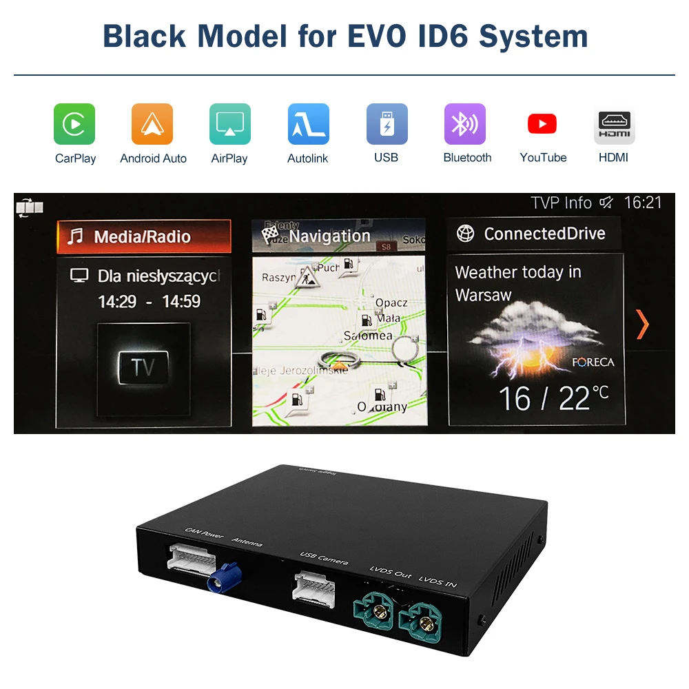 Road Top Draadloze CarPlay Android Auto voor BMW NBT EVO X5 F15 X6 F16 2014-2020 X1 F48 2016-2020 met Auto Speelfuncties Airplay