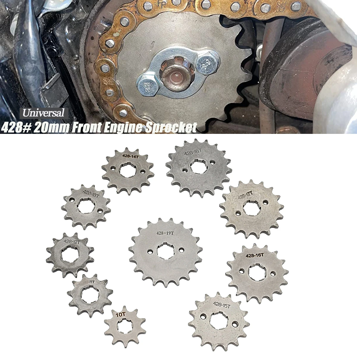 

Motorcycle Monkey ATV Quad Go Kart 428# 20mm 10 11 12 13 14 15 16 17 18 19 T Teeth Front Engine Chain Sprocket For Dirt Pit Bike