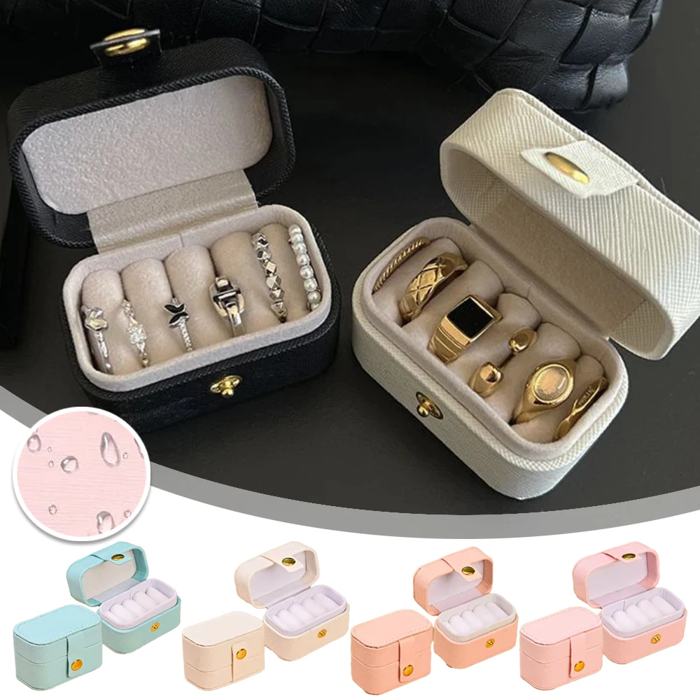 

1PC Mini Portable Small Jewelry Storage Bag Travel Simple Leather Ring Necklace Earrings Storage Box Organizer Display Gift Box
