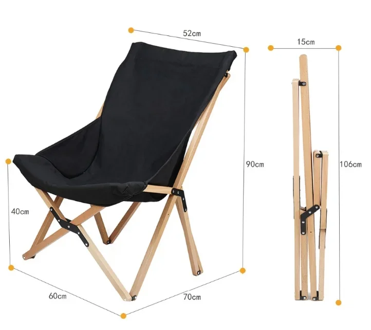 2024 New Arrival Wooden Furniture Folding Beech Chair Wood chair Outdoor Camping Chair