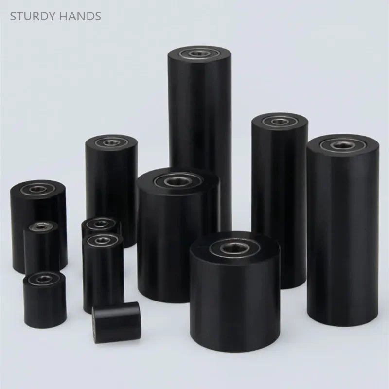1Pc Bearing Roller Covered with Rubber Sheave Wear-resistant Waterproof Bearing Quiet Roller Cylinder Two-axis Guide Wheel