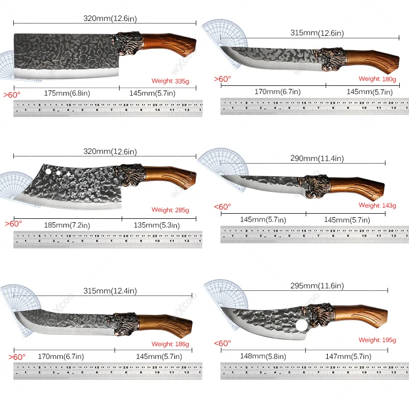 High Hardness Forged Boning Knives Stainless Steel Meat Kitchen Knife 1-7pcs Non-slip Wooden Handle Dragon Design Kitchen Knife