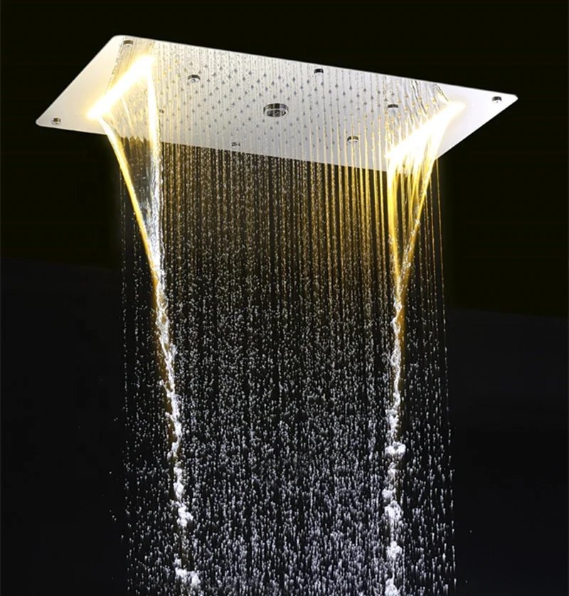Embed Ceiling Bathroom Shower 700*380mm Rainfall ,waterfall, Spray , Water Column Many Function Led Bathroom Shower Head