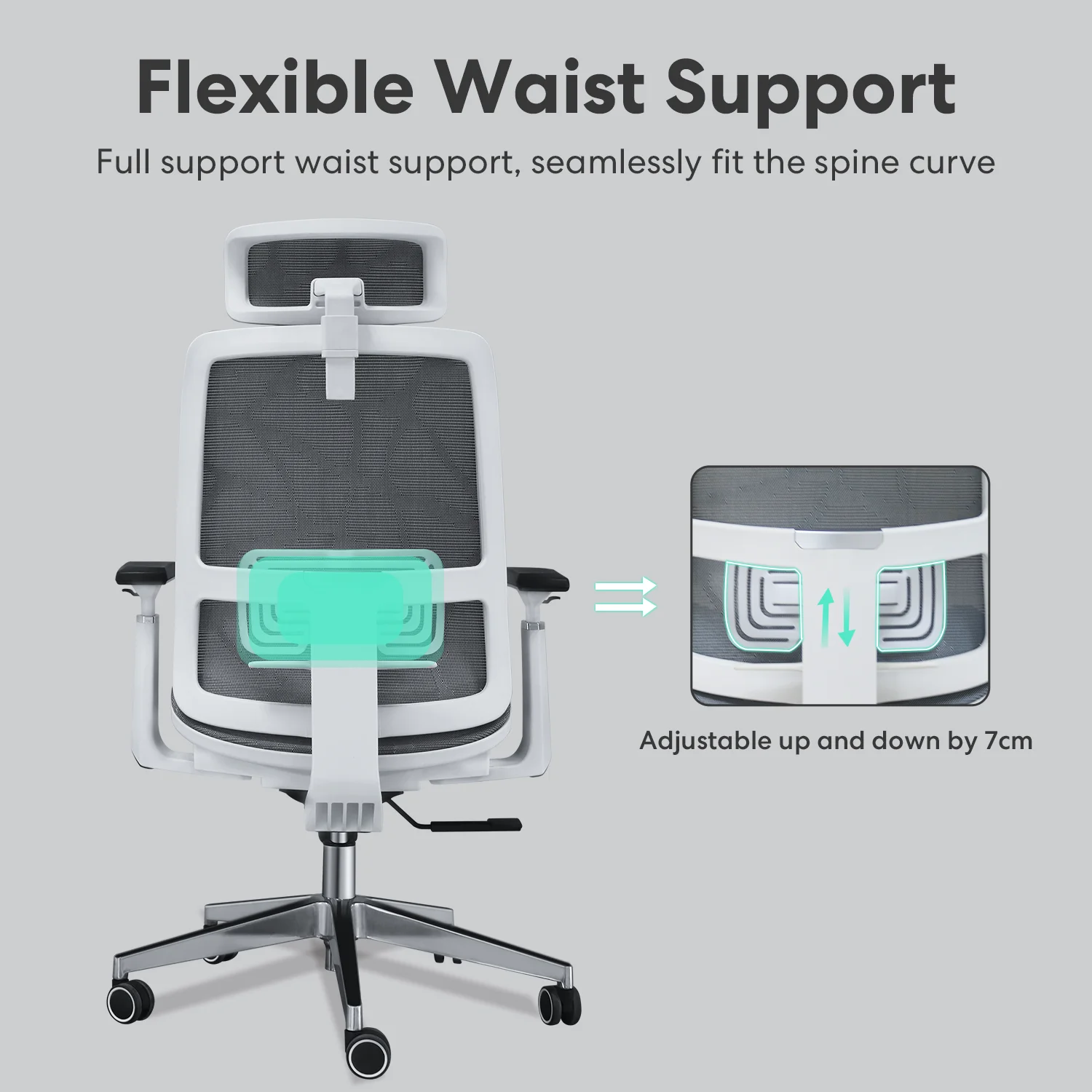 OMESER Ergonomic High Back Chair, Mesh Living Room Rocking Gaming Chair Computer Desk Swivel Rolling Lumbar Support Pillow