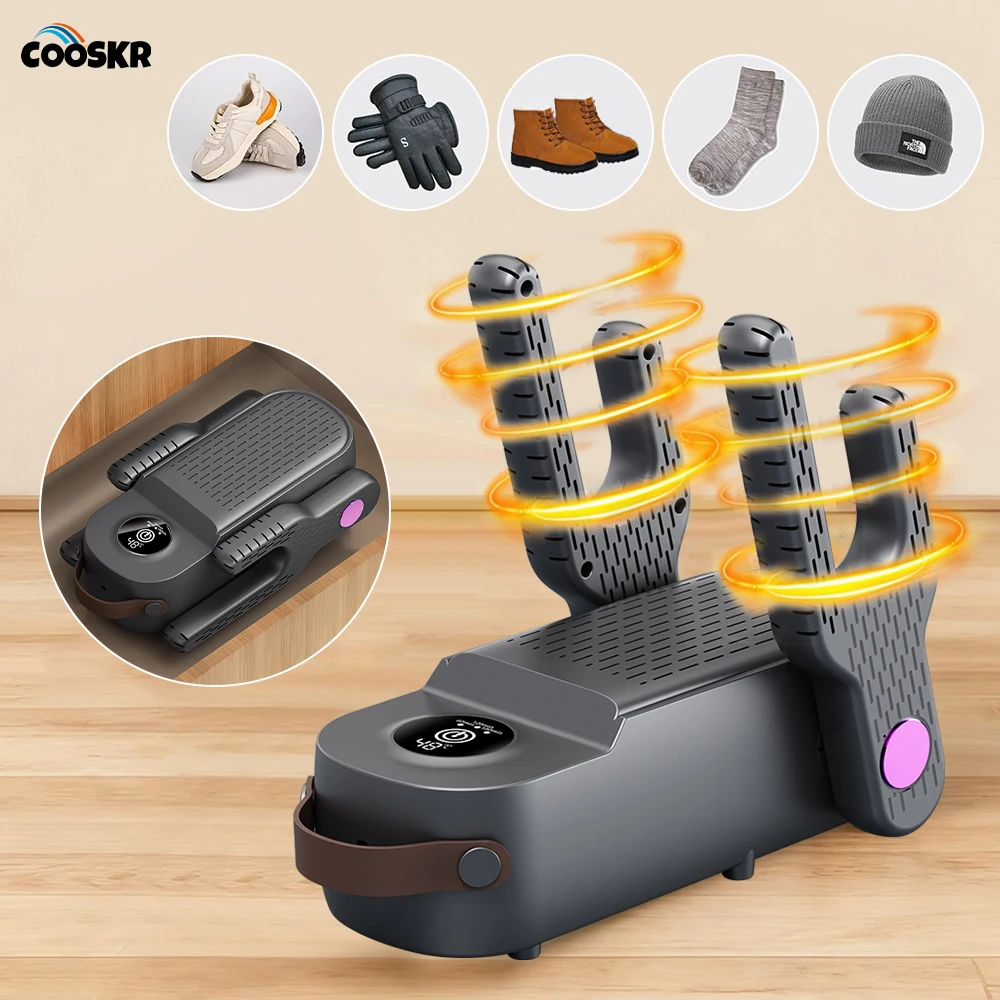 Secador de sapatos elétrico, 150w, máquina de secagem de sapatos, meias molhadas, tênis, luvas, chapéu, aquecedor de aquecimento, dobrável, bota de esqui, aquecedor com temporizador