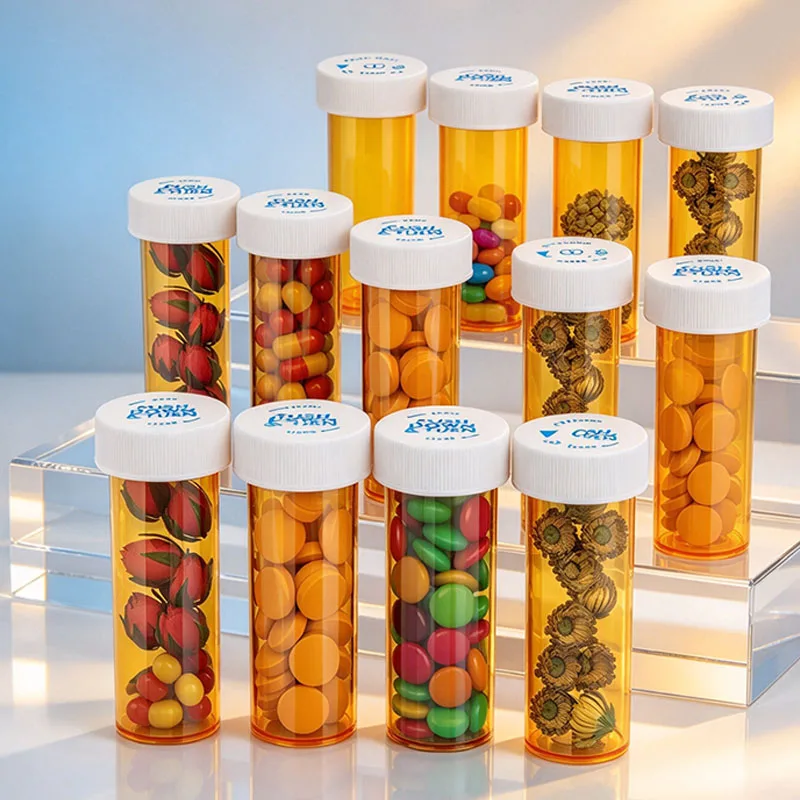 20/30/50Pcs 22-240ml Empty Plastic Medicine Pill Bottles With Child Resistant Caps Travel Portable Containers Refillable Vials