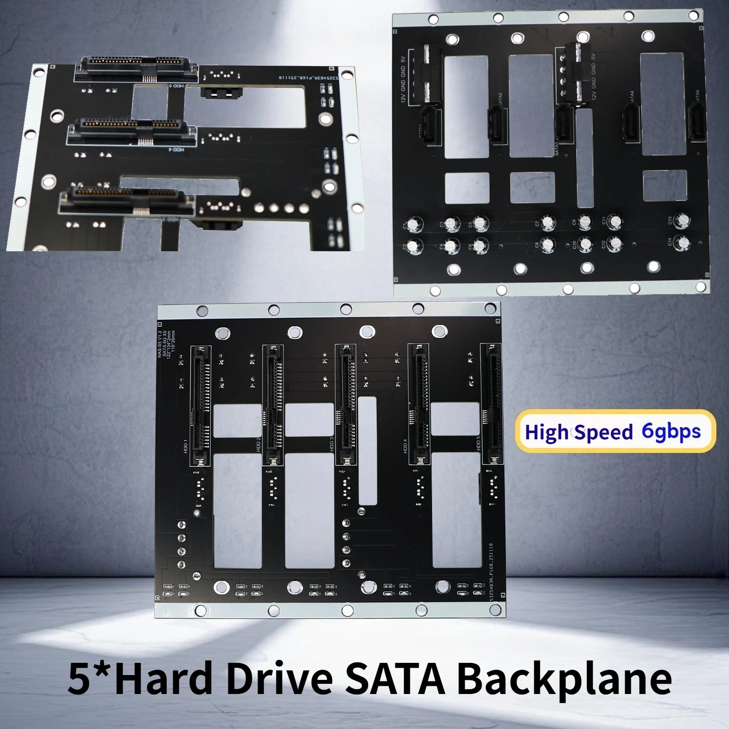 

High-speed 6G SATA Expansion Card Backplane NAS-S5 Chassis Accessories SATA 5-Ports Hard Drive HDD SSD Board for PC NAS & Server