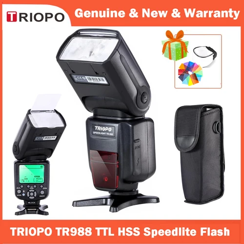 Triopo TR-988 II TTL para cámara profesional, sincronización de alta velocidad, Flash Speedlite para Canon y Nikon, 6D, 60D, 550D, 600D, cámaras SLR digitales