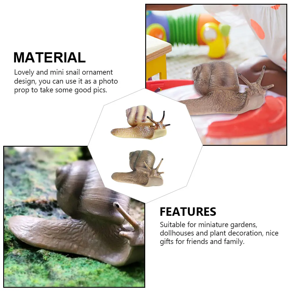 

2pcs Mini Resin Snail Decorations Garden Plants Dollhouse Micro Landscape Ornaments Plastic Figurines Home Gifts
