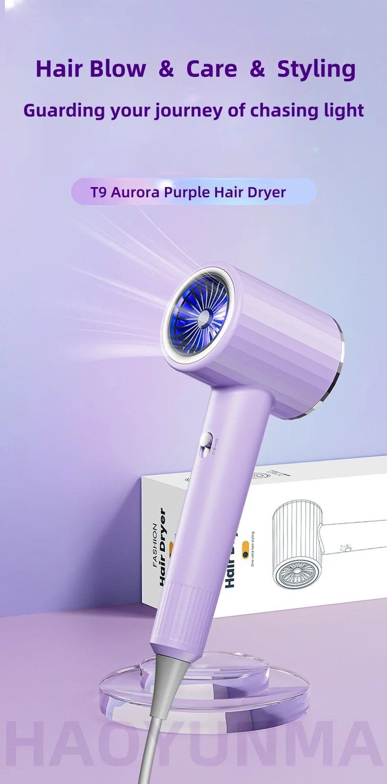 2400W Hochleistungs-Haartrockner, Blaulicht-Ionen-Technologie, Geräuscharmer Magnetischer Aufhänger, Haartrockner für Haushalt und Friseursalon mit Schnelltrocknungsfunktion – Detail 1