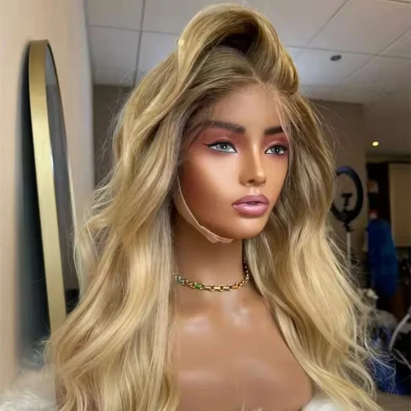 

Золотистый блондин синтетический кружевной топ, парики принцессы с объемной волной, женский парик, пушистый омбре, высокая плотность, брюнетка, волокно, парики для косплея