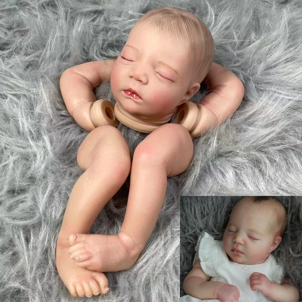 20 Inches 3D Painted Skin Kit Reborn Baby Doll Mold With Hair And Eyelash More Realistic Easy DIY Doll Parts Toy