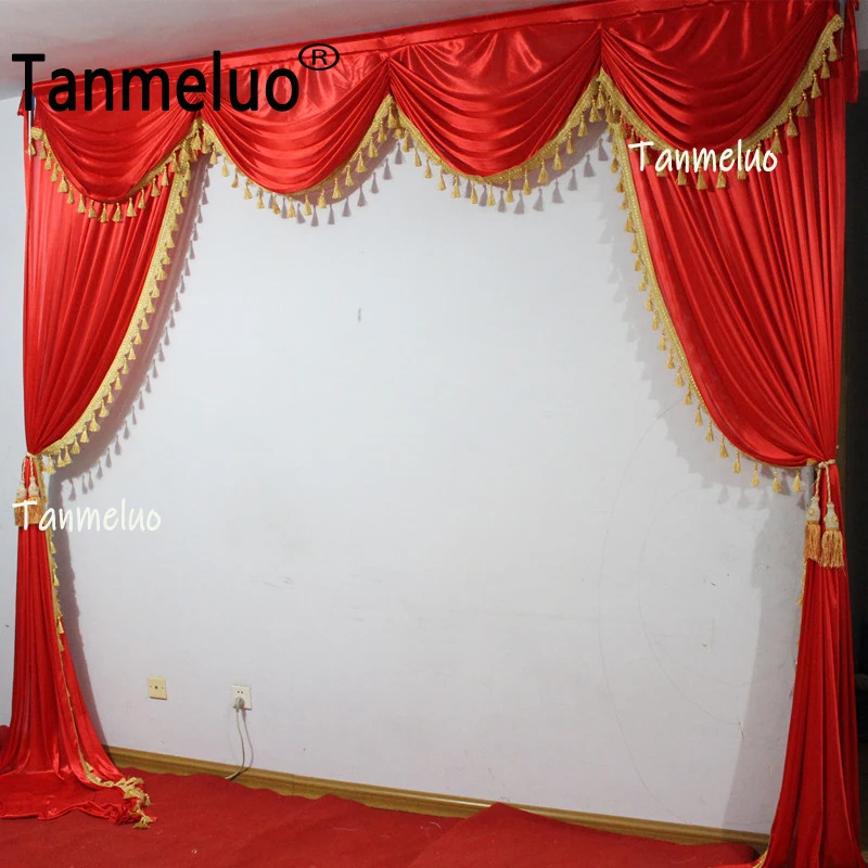 

Wedding Backdrop Curtain Home Birthday Party Decorations Anniversaire Drapery with Tassel Beads Stage Background Swag Valance