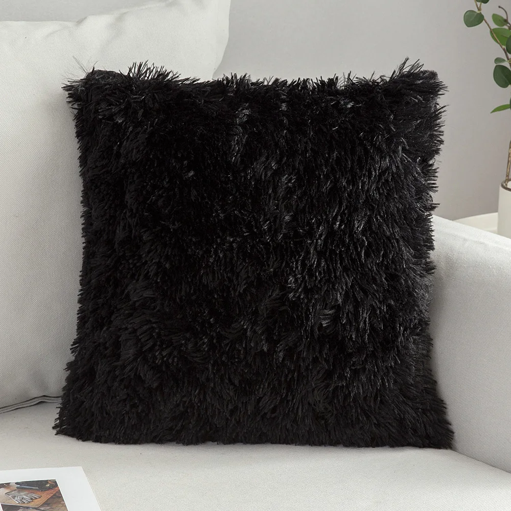 Soft Fluffy Plush Capa de Almofada, Monocromática, Sofá Decorativo Travesseiro Capa, Fronha Home, Shaggy Fur Capa de Almofada, Decoração Têxtil