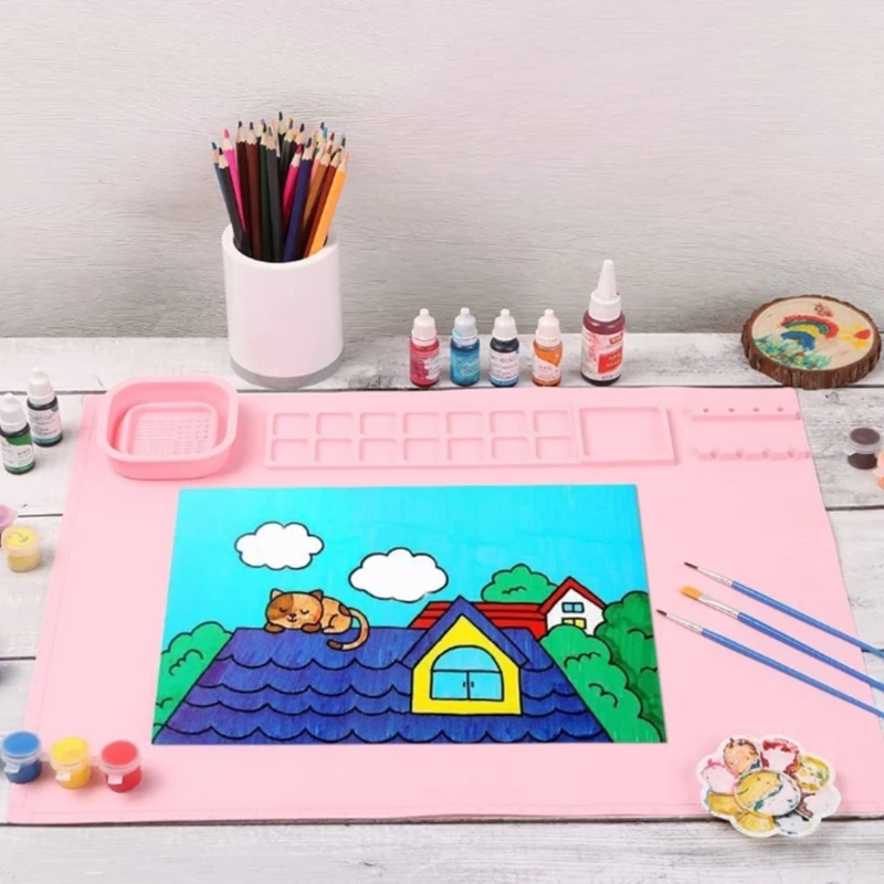 Portable Silicone Painting Mat Collapsible Non Stick Craft Pad School Supplies