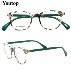 Women Optical Eyeglass Frames Men Round Glasses Frame Fashion Tortoise Floral Red Green Prescription Spectacles Vintage Eyewear