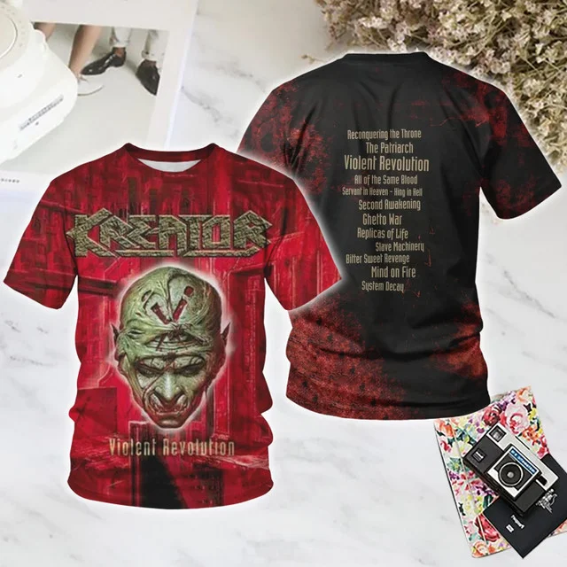 

2025Rock Kreator футболка мужская с 3D принтом мужская футболка с коротким рукавом Y2k Top очень большая уличная одежда быстросохнущий топ MOTO