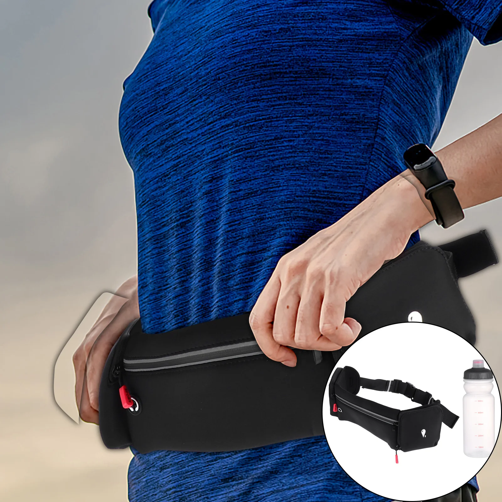 

Multi-Functional Waist Bag Water Bottle Storage Bag Smooth Zipper Easy Pull Up for Workout Travelling Running Pouch