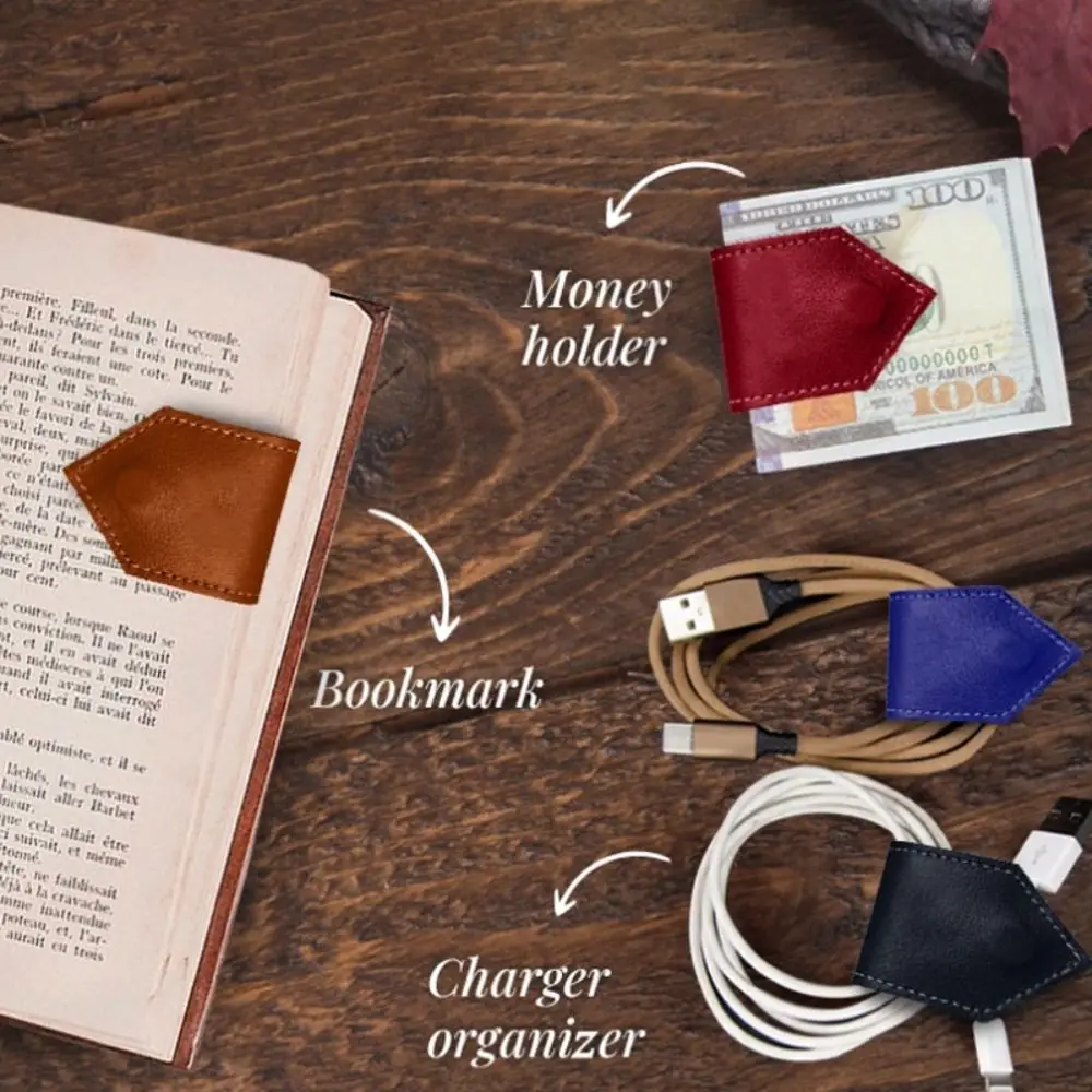 High Quality PU Leather Magnetic Bookmark Diamond Shape Multifunctional Leather Bookmark Reading Book Clip Teachers