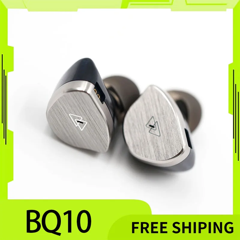 Bqeyz Bq10 Pet Dynamic Driver In-Ear Earphones Hifi Wired Iem Gaming Earbuds 0.78mm Custom Detachable Silver-Plated Ofc Cable