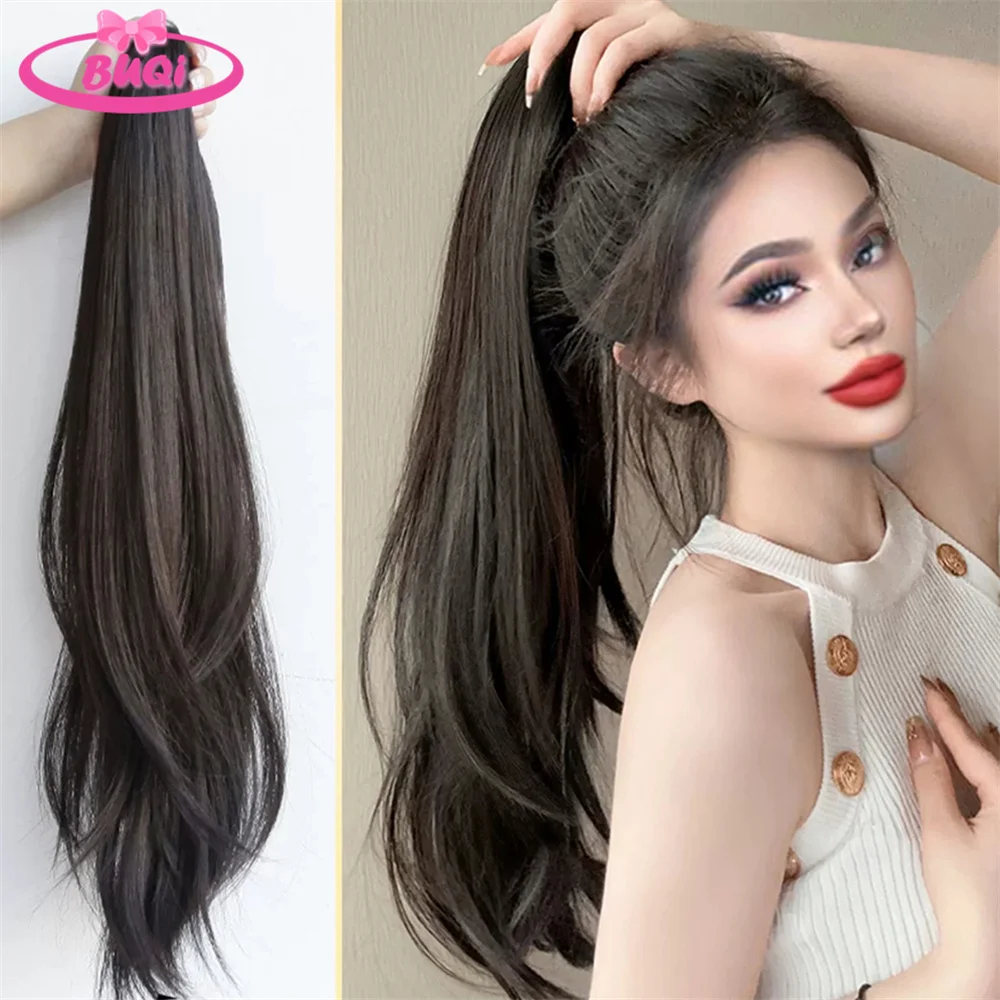 

BUQI Straight Hair Ponytail Claw Clip High Ponytail Slightly Curly Long Curly Hair Extention For Women