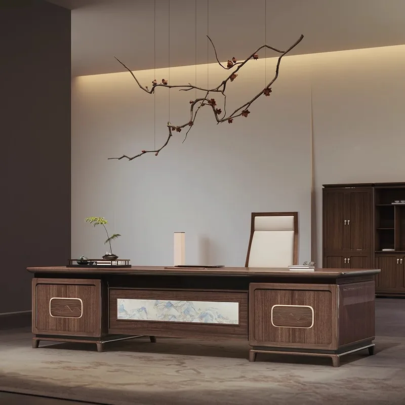 New Chinese style high-end atmosphere President's office furniture Ebony desk
