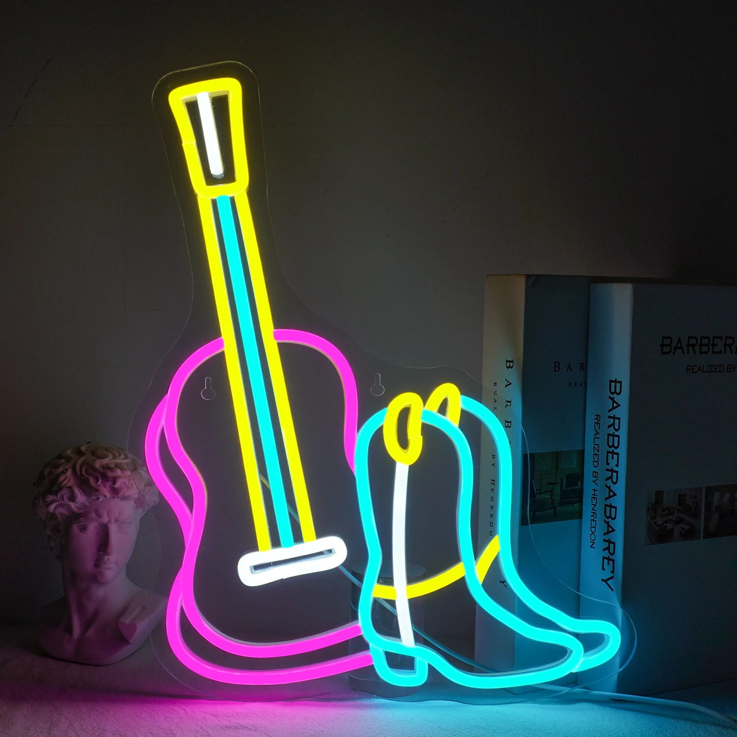 Guitar Boots Neon LED Sign for Wall Decor, Dimmable Neon Lights, Cool Room Decoração, Casa, Bares, Música, Clube, Art Logo Lamp, Party