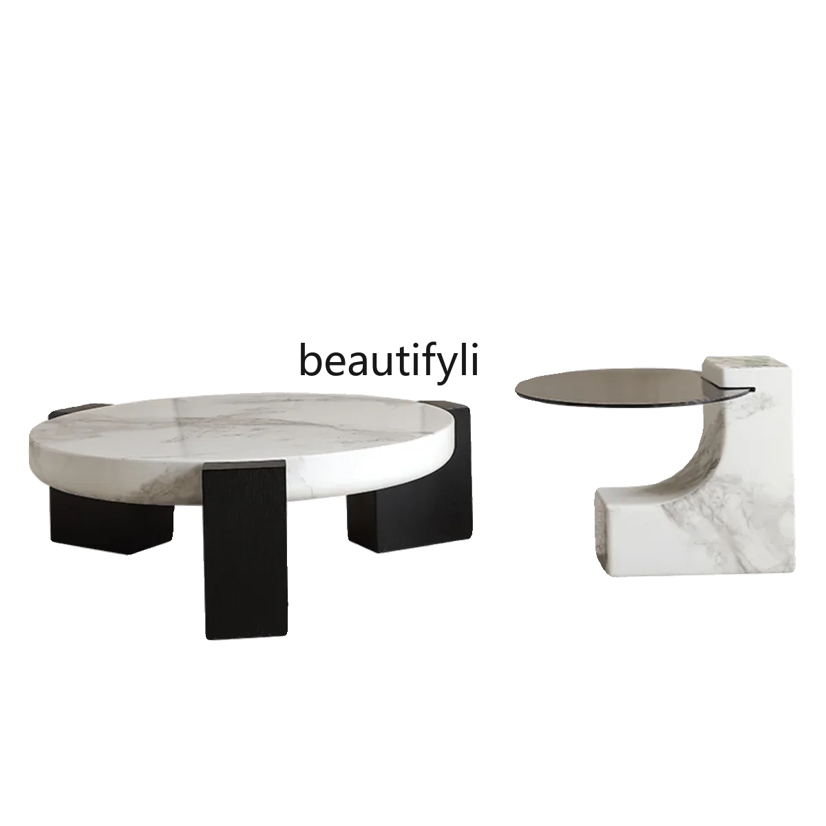 

Italian new marble, living room household small apartment light luxury size round combination premium French tea table