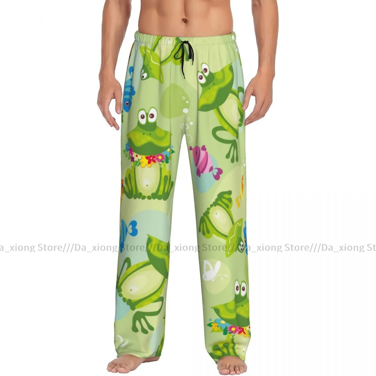 Cute Frogs And Fish Mens Pajamas Pyjamas Pants Lounge Pants Sleep Bottoms