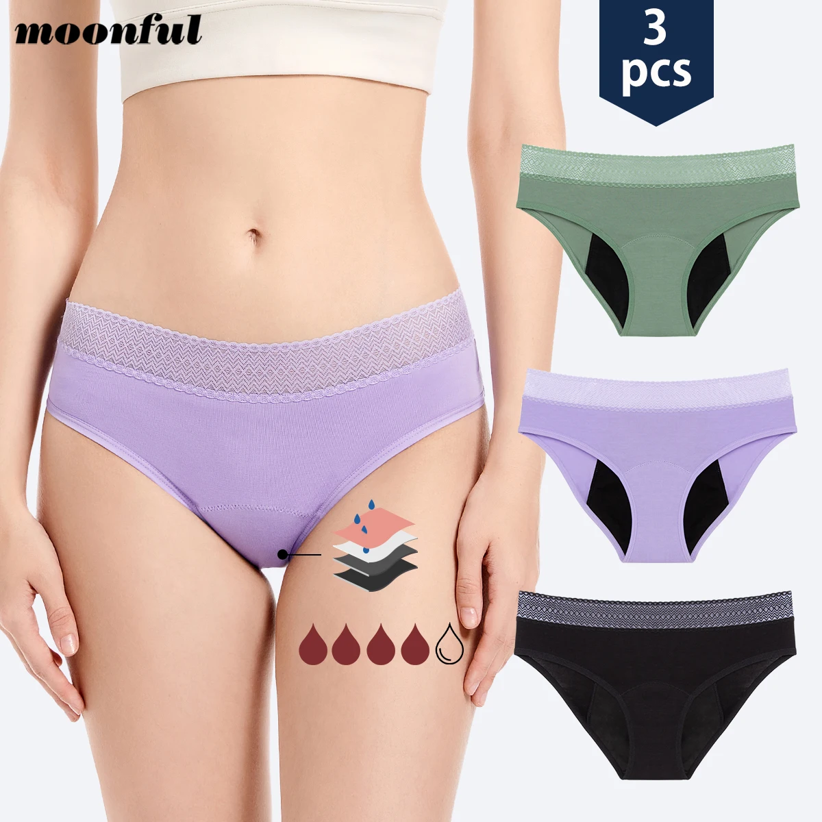 Absorbent Panties for Menstruation Washable Menstrual Cycle Underpants Large Size Menstrual Panties for Monthly Women Heavy Flow